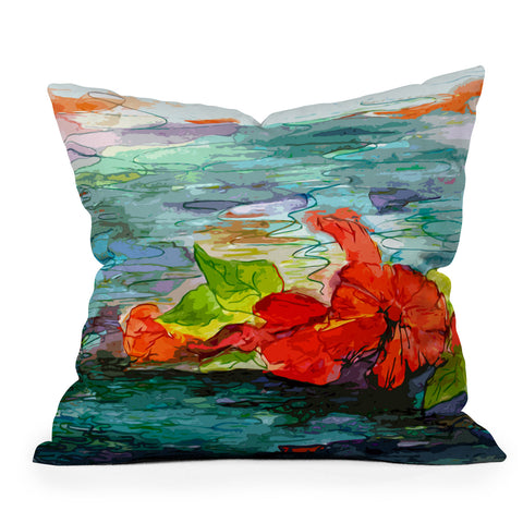 Ginette Fine Art Pool Flowers Outdoor Throw Pillow