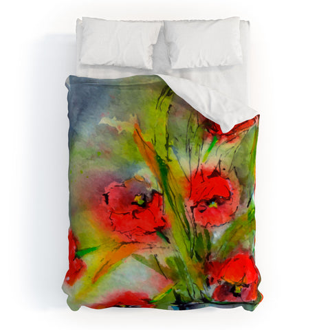 Ginette Fine Art Red Tulips 1 Duvet Cover