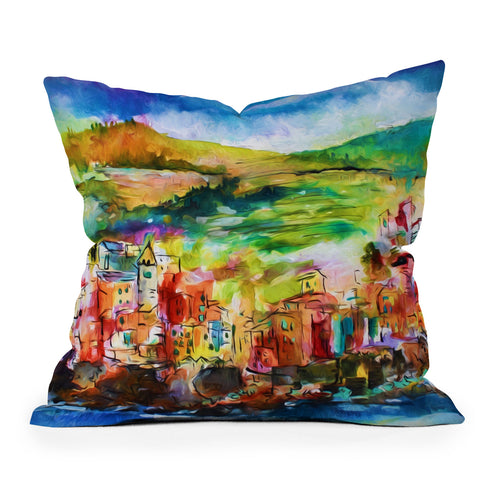 Ginette Fine Art Riomaggiore Italy Outdoor Throw Pillow