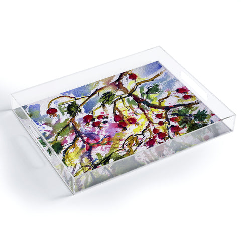 Ginette Fine Art Rose Hips Watercolor Ginette Acrylic Tray