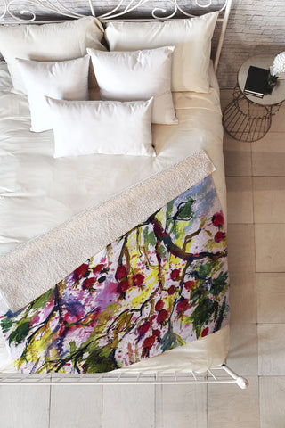 Ginette Fine Art Rose Hips Watercolor Ginette Fleece Throw Blanket