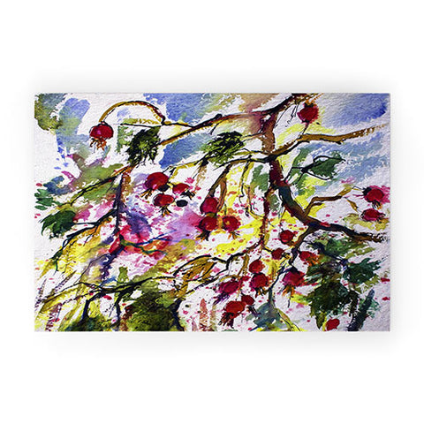 Ginette Fine Art Rose Hips Watercolor Ginette Welcome Mat