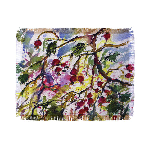 Ginette Fine Art Rose Hips Watercolor Ginette Throw Blanket