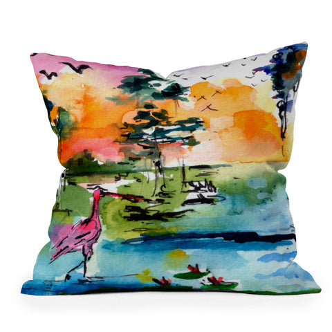 Ginette Fine Art Roseate Spoonbill Outdoor Throw Pillow