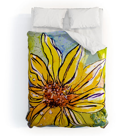 Ginette Fine Art Sunflower Yellow Ribbon Duvet Cover