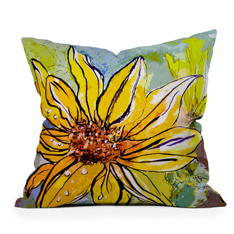 Ginette Fine Art Sunflower Yellow Ribbon Outdoor Throw Pillow