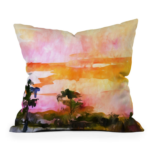 Ginette Fine Art Sunset In The Wetlands Outdoor Throw Pillow