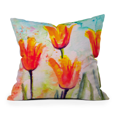 Ginette Fine Art Tulips Bells Of Spring Outdoor Throw Pillow