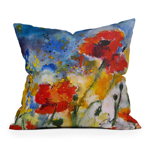 Ginette Fine Art Wildflowers Poppies 2 Outdoor Throw Pillow