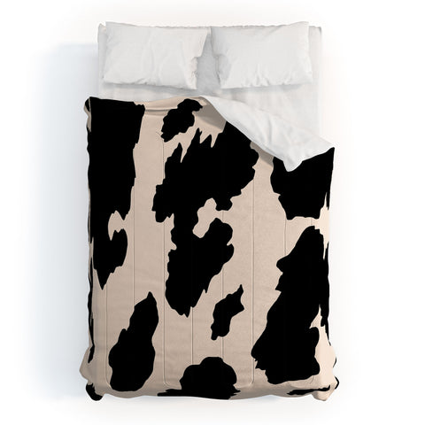 gnomeapple Cow Print Light Beige Black Comforter