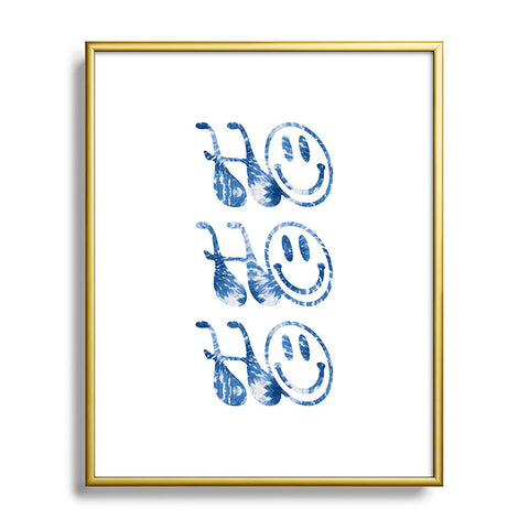 gnomeapple HOHOHO groovy typography blue Metal Framed Art Print