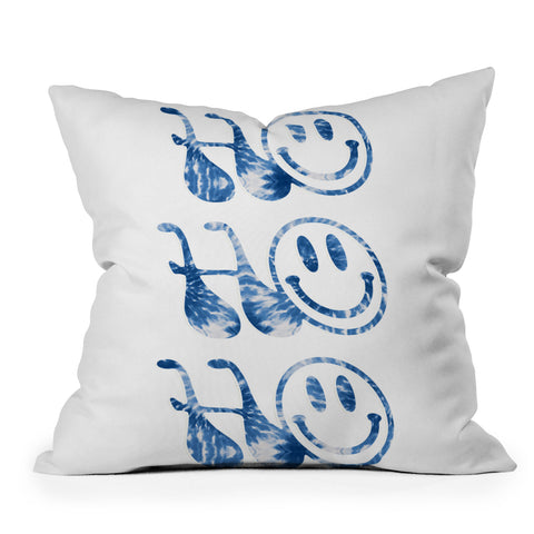 gnomeapple HOHOHO groovy typography blue Outdoor Throw Pillow