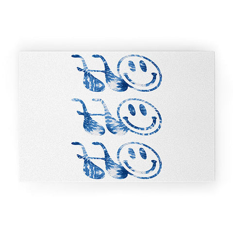 gnomeapple HOHOHO groovy typography blue Welcome Mat