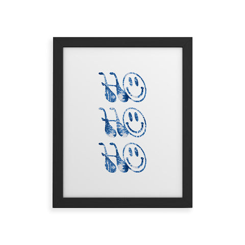 gnomeapple HOHOHO groovy typography blue Framed Art Print