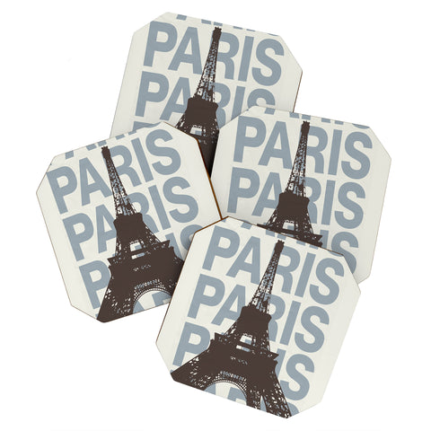 gnomeapple Paris France Poster Art Coaster Set