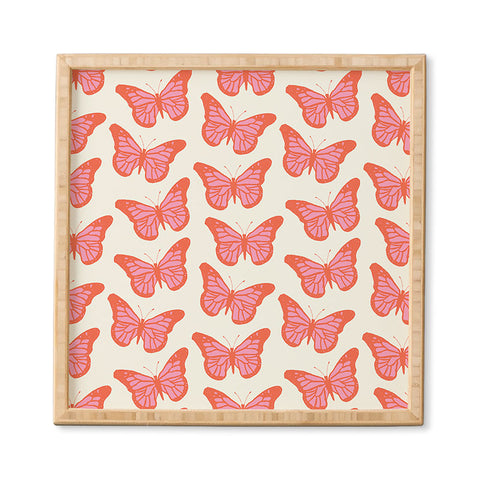 gnomeapple Pink and Orange Butterflies Framed Wall Art