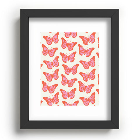 gnomeapple Pink and Orange Butterflies Recessed Framing Rectangle