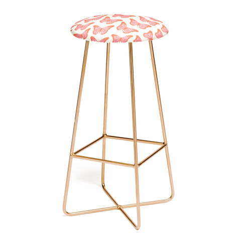 gnomeapple Pink and Orange Butterflies Bar Stool