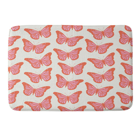 gnomeapple Pink and Orange Butterflies Memory Foam Bath Mat