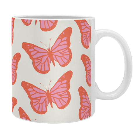 gnomeapple Pink and Orange Butterflies Coffee Mug