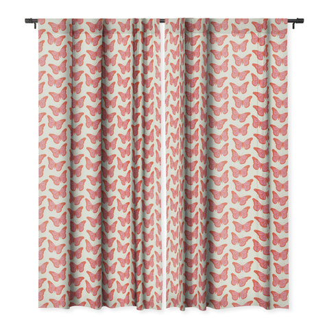 gnomeapple Pink and Orange Butterflies Blackout Window Curtain