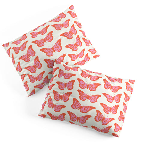 gnomeapple Pink and Orange Butterflies Pillow Shams
