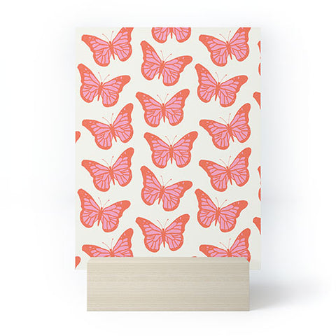 gnomeapple Pink and Orange Butterflies Mini Art Print