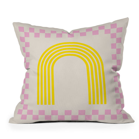 Grace Chess Rainbow rose and yellow Outdoor Throw Pillow