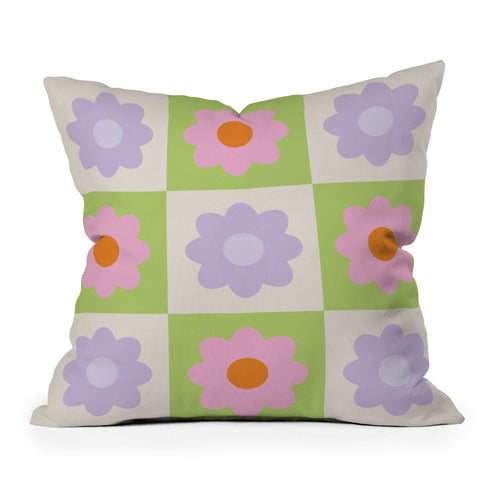 Grace Retro Flower Pattern III Outdoor Throw Pillow