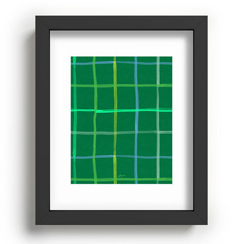 H Miller Ink Illustration Abstract Tennis Net Pattern Green Recessed Framing Rectangle
