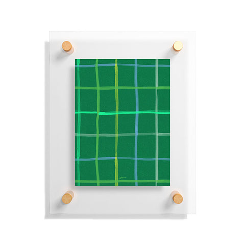 H Miller Ink Illustration Abstract Tennis Net Pattern Green Floating Acrylic Print