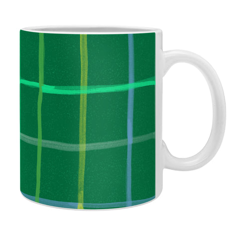 H Miller Ink Illustration Abstract Tennis Net Pattern Green Coffee Mug