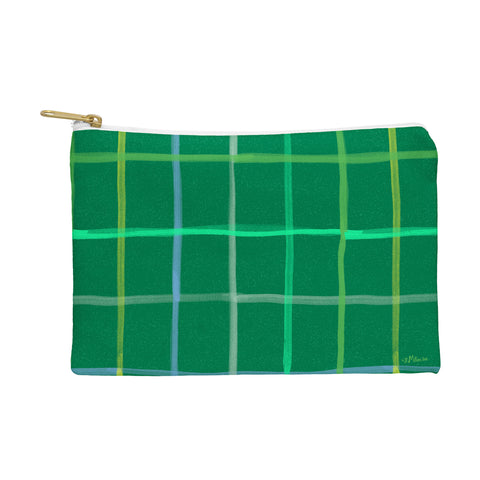H Miller Ink Illustration Abstract Tennis Net Pattern Green Pouch