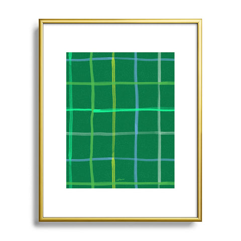 H Miller Ink Illustration Abstract Tennis Net Pattern Green Metal Framed Art Print