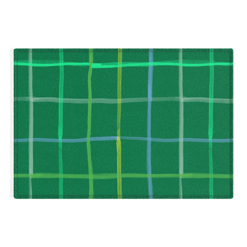 H Miller Ink Illustration Abstract Tennis Net Pattern Green Outdoor Rug