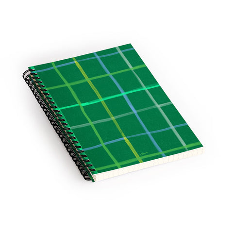 H Miller Ink Illustration Abstract Tennis Net Pattern Green Spiral Notebook