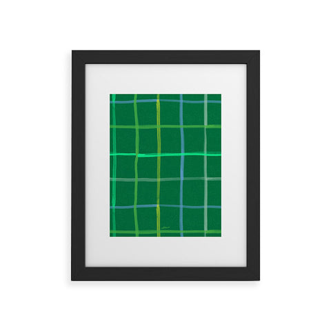 H Miller Ink Illustration Abstract Tennis Net Pattern Green Framed Art Print