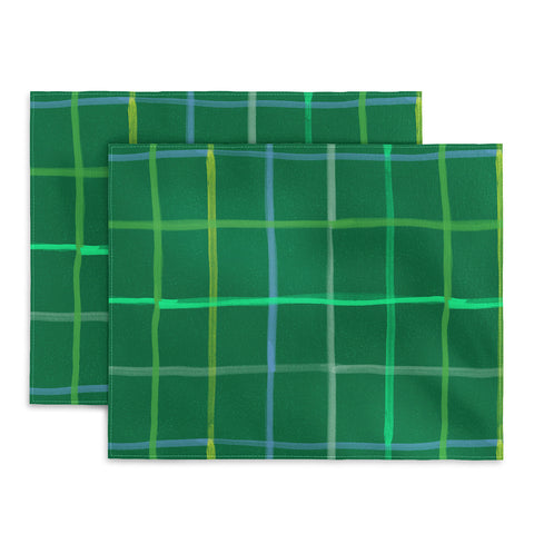 H Miller Ink Illustration Abstract Tennis Net Pattern Green Placemat