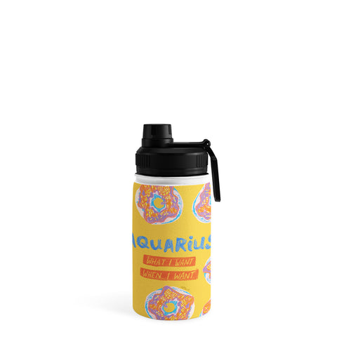 H Miller Ink Illustration Aquarius Confidence in Buttercup Yellow Water Bottle