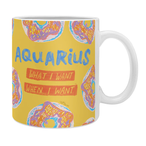 H Miller Ink Illustration Aquarius Confidence in Buttercup Yellow Coffee Mug