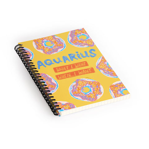 H Miller Ink Illustration Aquarius Confidence in Buttercup Yellow Spiral Notebook