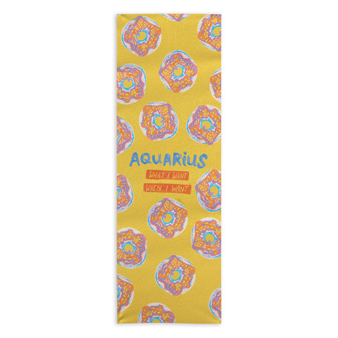 H Miller Ink Illustration Aquarius Confidence in Buttercup Yellow Yoga Towel