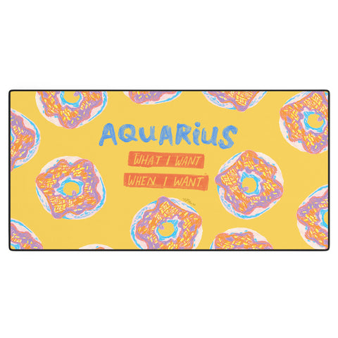 H Miller Ink Illustration Aquarius Confidence in Buttercup Yellow Desk Mat
