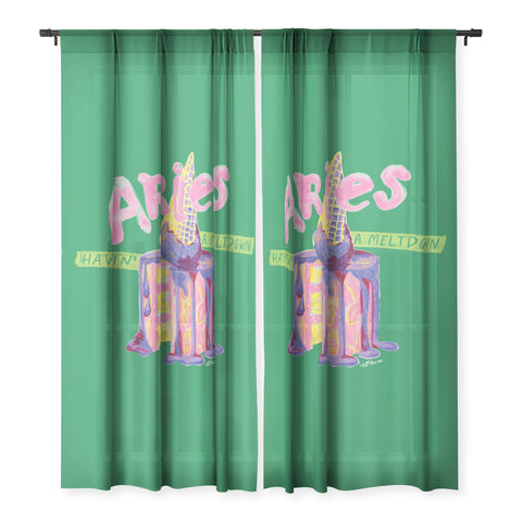 H Miller Ink Illustration Aries Dessert in Kelly Green Sheer Non Repeat