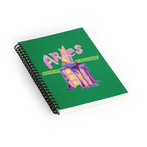 H Miller Ink Illustration Aries Dessert in Kelly Green Spiral Notebook