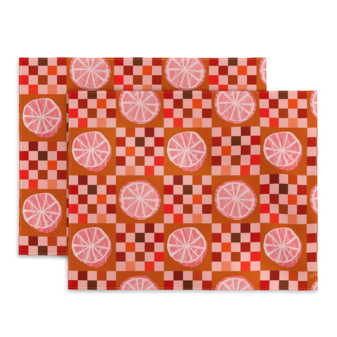 H Miller Ink Illustration Checkered Sliced Citrus Fruit Placemat