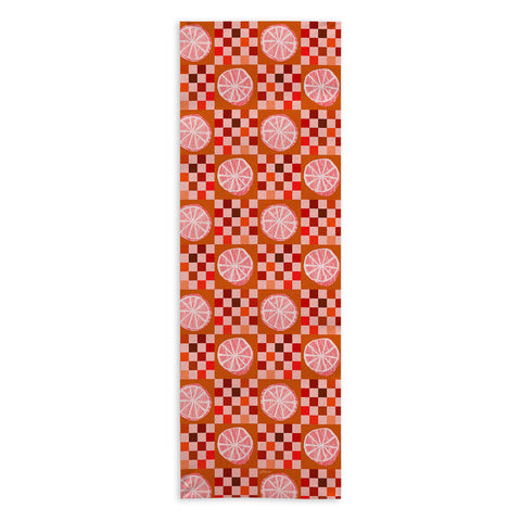 H Miller Ink Illustration Checkered Sliced Citrus Fruit Yoga Towel
