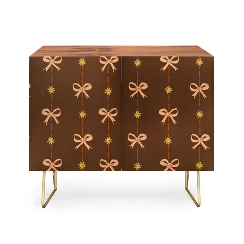 H Miller Ink Illustration Cute Hair Bows Stars in Brown Credenza