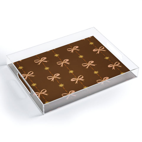 H Miller Ink Illustration Cute Hair Bows Stars in Brown Acrylic Tray