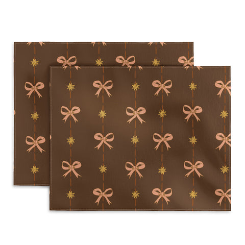 H Miller Ink Illustration Cute Hair Bows Stars in Brown Placemat